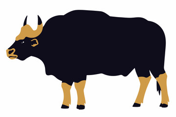 Indian bison vector illustration isolated on white