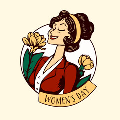 Beautiful girls in vector style for women's day on March 8