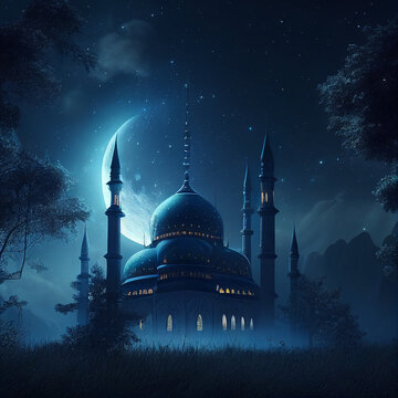  Generative AI mosque at night
