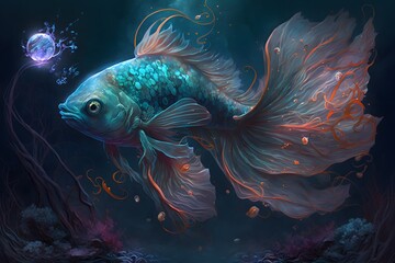 magical fish created using Generative AI Technology