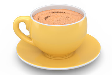 Ceramic coffee cup for cappuccino, americano, espresso, mocha, latte on white
