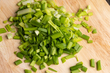 Chopped green onions for use in salads
