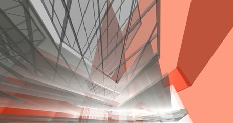Abstract modern architecture digital 3d rendering