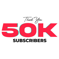 50K subscribers celebration greeting banner on Transparent Background