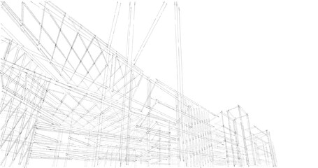 Abstract modern architecture digital 3d rendering