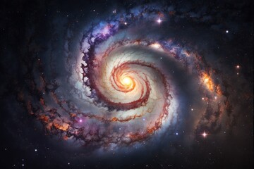 Obraz premium Bright spiral galaxy with stars in space. Galaxy Andromeda sci fi high quality space wallpaper.