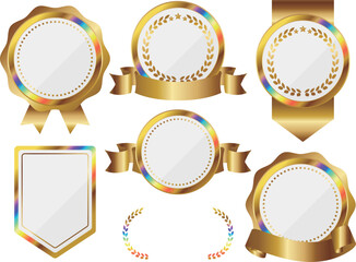 レインボーエンブレム7種セット　ホワイト＆ゴールド