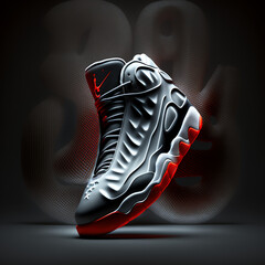 Jordan Shoes - Silver/Red 3 - obrazy, fototapety, plakaty