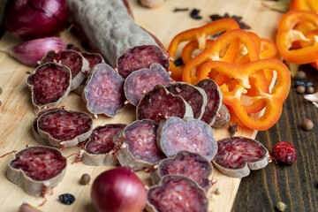 Sliced sausage of fresh veal meat