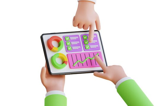 Online marketing, financial report chart 3d illustration