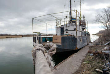 Fototapeta premium old ship ran aground in Ukraine