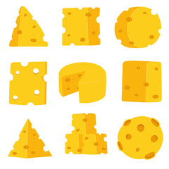 set of cheese illustrations of all shapes
