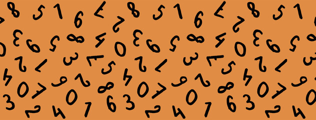 template with the image of keyboard symbols. a set of numbers. Surface template. yellow orang background. Banner for insertion into site.