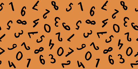 template with the image of keyboard symbols. a set of numbers. Surface template. yellow orang background. Banner for insertion into site.