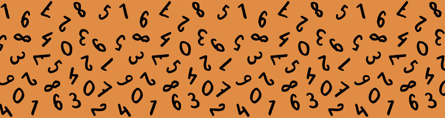 template with the image of keyboard symbols. a set of numbers. Surface template. yellow orang background. Banner for insertion into site.