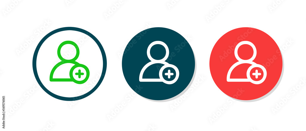Poster user icon vector .person profile avatar with plus symbol, add user profile icon