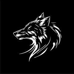 Black and white portrait of a wolf. Vector illustration
