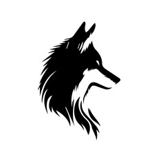 Black and white portrait of a wolf. Vector illustration