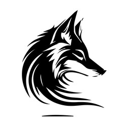 Black and white portrait of a wolf. Vector illustration