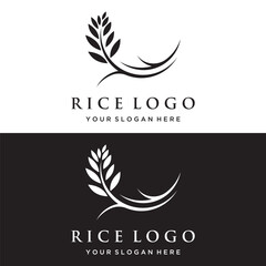 rice organic farm natural plant Logo template for business , company , agriculture,product.