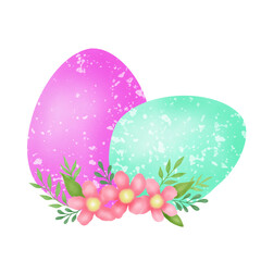 easter eggs with flowers