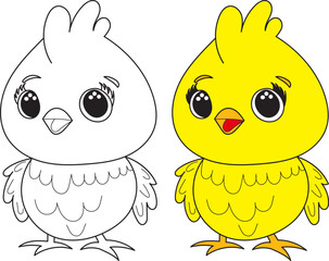 chicken cartoon coloring book on white background vector