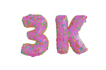 3K Follower Donut 3D Illustration