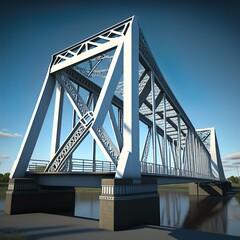 bridge structure, realistic stability architecture design and construction special iron stone water gate patterned Generative AI