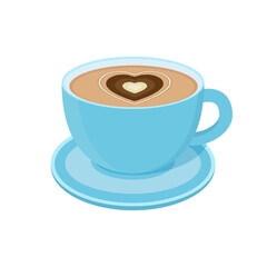 Cup of coffee with heart. Color vector illustration, isolated.	