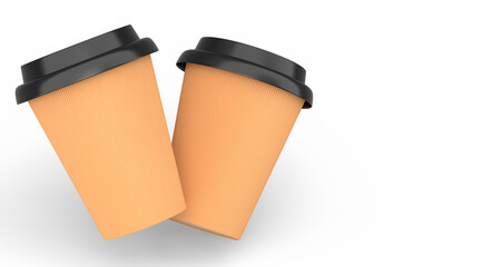 Set of paper coffee cups for cappuccino, americano, espresso, mocha, latte