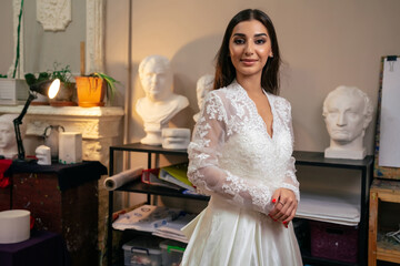 Girl in wedding dress fashion portrait