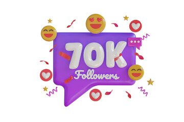 70K Follower 3D Illustration