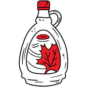 recommend clip art: Sketch illustration of a bottle of maple syrup in the Doodle style