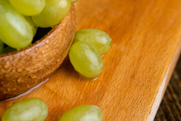 Fresh sweet green grapes, close up