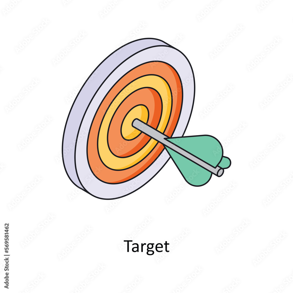 Poster target vector isometric filled outline icon for your digital or print projects.