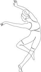 Vector line ballet dancer illustration.