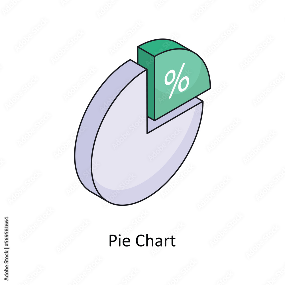 Poster pie chart vector isometric filled outline icon for your digital or print projects.