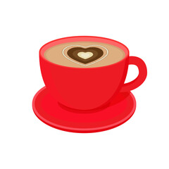 Cup of coffee with heart. Color vector illustration, isolated.