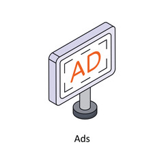 Ads Vector Isometric Filled Outline icon for your digital or print projects.