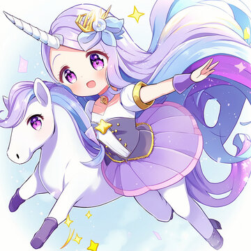 Cute pretty princess unicorn girl. Created using ai generative. 