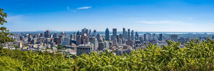 Montreal panoramic cityscape view from the Mont Royal Park in a summer sunny day.