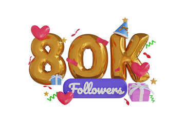 80K Follower Gold 3D Illustration