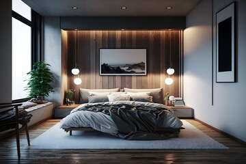 modern bedroom interior created using AI Generative Technology