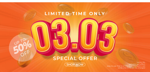 03.03 special offer banner with 3D style editable text effect