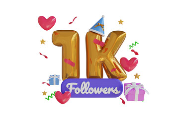 1K Follower Gold 3D Illustration