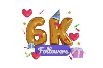 6K Follower Gold 3D Illustration