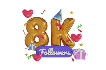 8K Follower Gold 3D Illustration