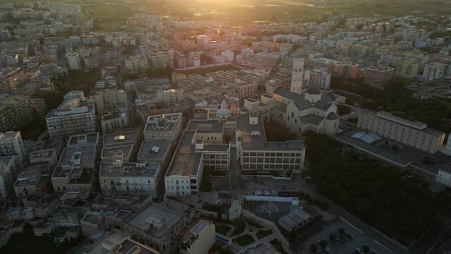 Veduta aerea della citt&agrave; di Bisceglie in Puglia con drone.