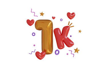 1K Follower Gold 3D Illustration