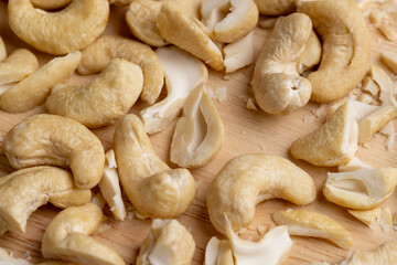 fresh cashew nuts on the table